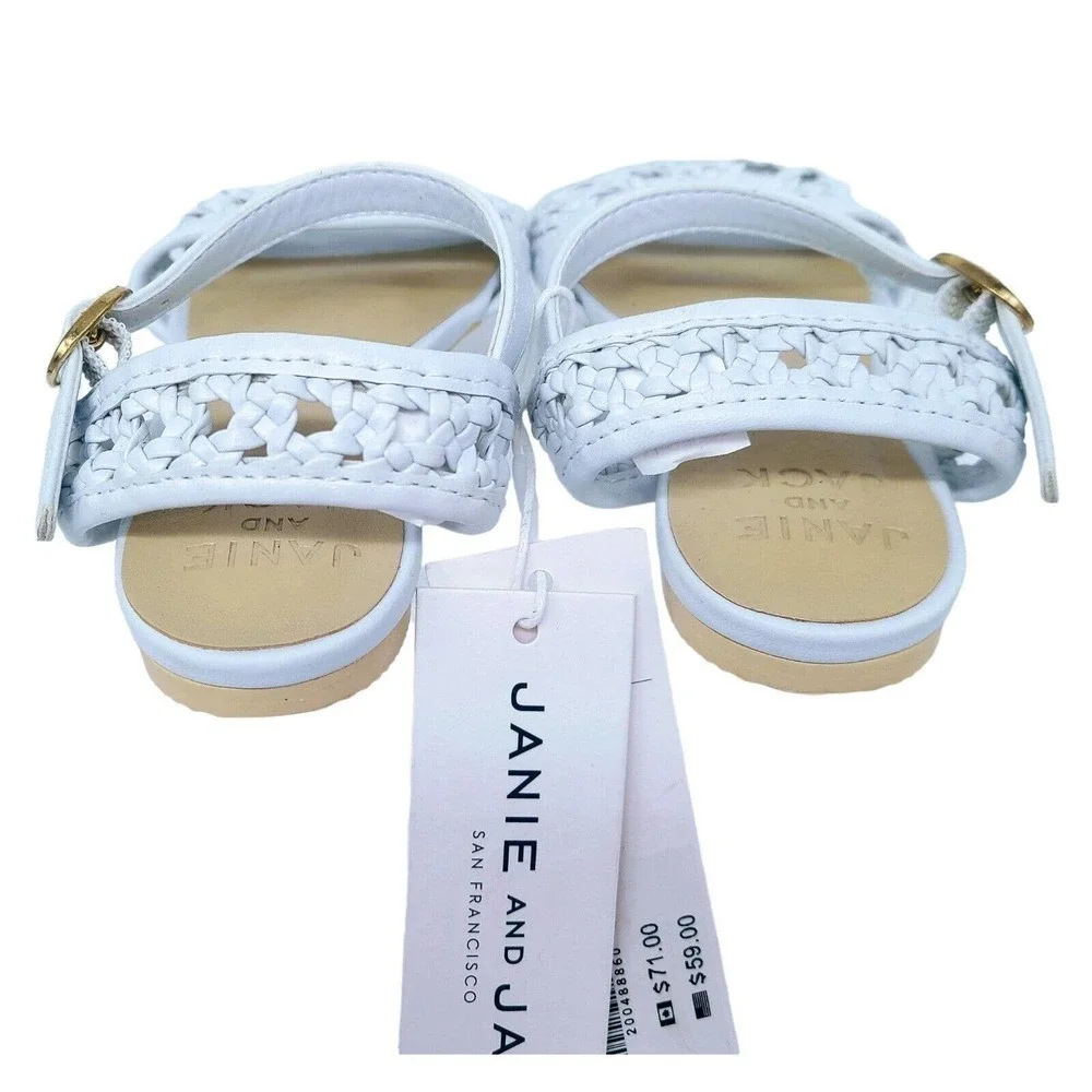 JACK AND JANIE GIRLS‎ WHITE BASKETWEAVE SANDALS SIZE 7